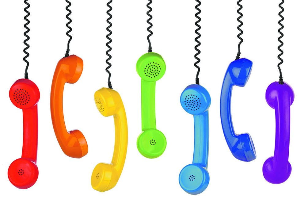 bunte Telefonhoerer, Fotolia/stockphoto-graf