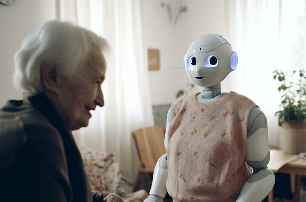 Pflegeroboter mit Seniorin