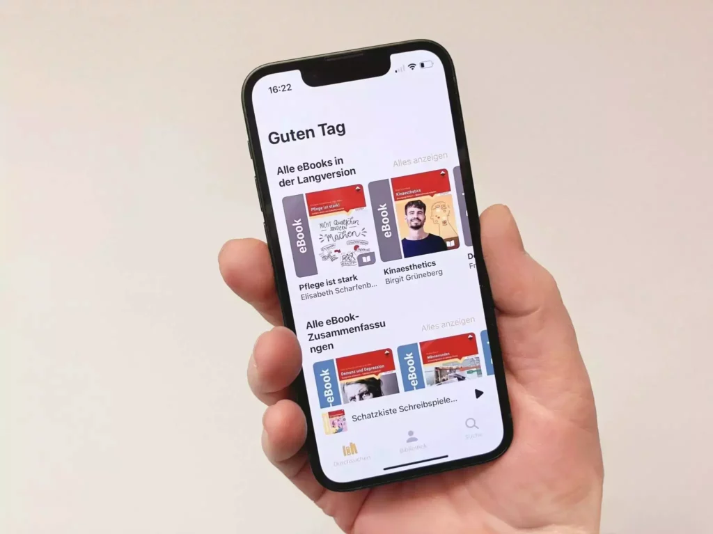 Mit der VINBIB-App haben Pflegekräfte auch offline Zugriff auf Fachliteratur.